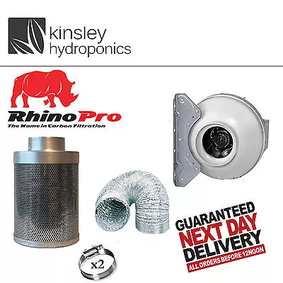 4 5 6 8 10 12 Inch Rhino Pro Carbon Filter RVK Fan Kit Foil Ducting Hydroponics  • £121.95