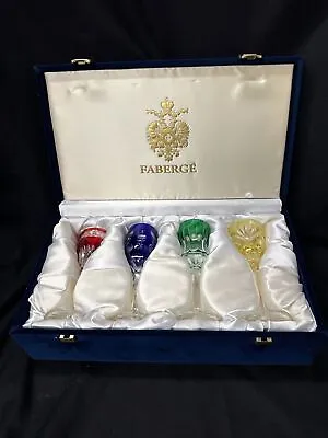 Faberge' Dining I Vintage Faberge' Crystal Xenia Hock Wine Glasses Set Of 4 • $459.99
