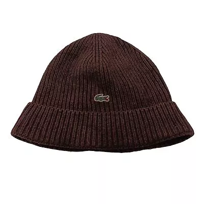 Lacoste Women's Hat Brown Graphic Cotton With Wool Beanie • £16