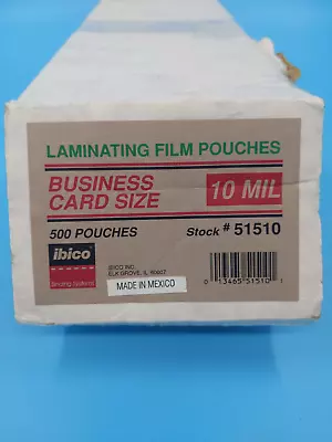 Ibico Laminating Film Pouches Business Card Size 10 MIL Box - Unused Damgage Box • $24.99