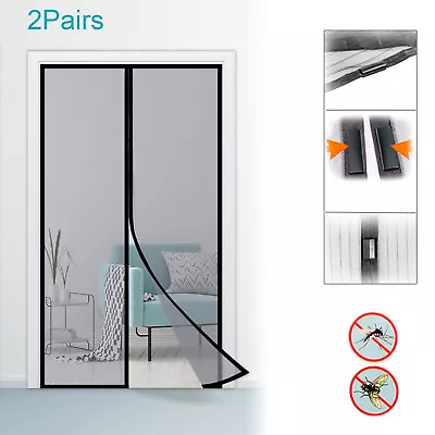 2x Magnetic Screen Door Mesh Curtain Durable Mosquito Net Bug Hands Free • $15.99