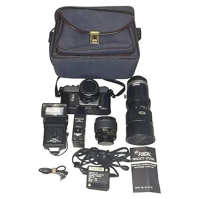 Mamiya/Sekor 1000 DTL 35mm Camera With 3 Lenses 2 Flash Units Case Not Tested • $175