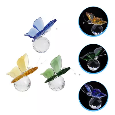  3 Pcs Collection Animal Statue Glass Ornament Lover Gift Decorate • £15.18