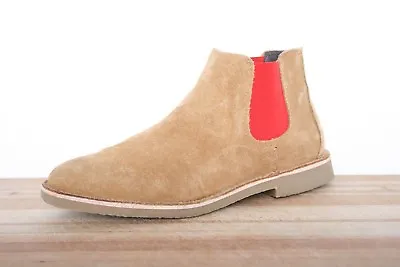 ZARA MAN Light Brown Suede W/Red Gore Panel Low Ankle Boots EUR 41 / US 8 • $34.95