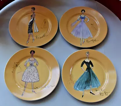 4~ROSANNA 8  PARIS FASHION Dessert Plates French Dresses Chic Tres Belle Vintage • $32