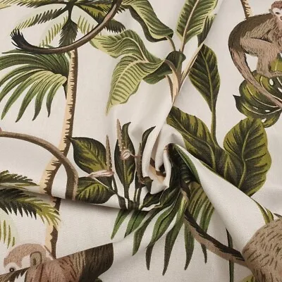 NEW Interlined Curtains Tropical Monkey Each Panel 104 W 85 D • £295
