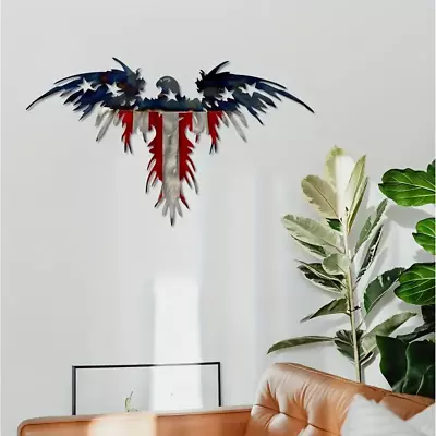 Independence Day American Eagle Flag Red White Blue Metal Wall Art Home Decor • $17.91