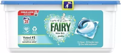 Fairy Non Bio Pods Liquid Capsules  Huggably Soft For Sensitive Skin 28Pods • £12.75