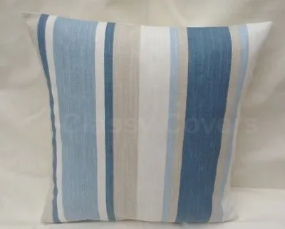 Laura Ashley Designer Cushion Cover AWNING STRIPE SEASPRAY BLUE Various Sizes • £12.95