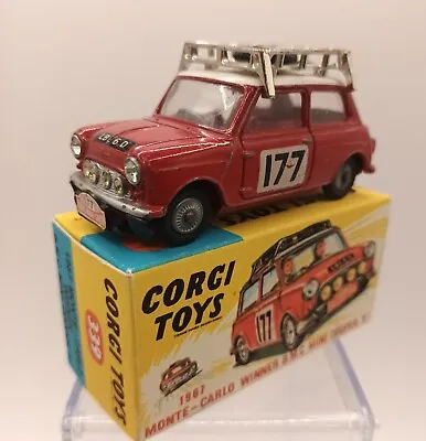 Vintage Corgi Toys Monte Carlo Rally BMC Mini Cooper S Reproduction Box. • $161.79