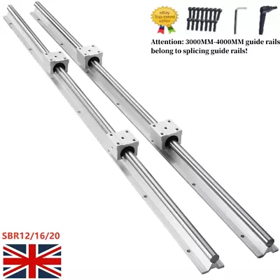 2/4pcs SBR12/16/20 Linear Rail 300mm-40000mm+SBR12/16/20UU Bearing Block CNC UK • £130