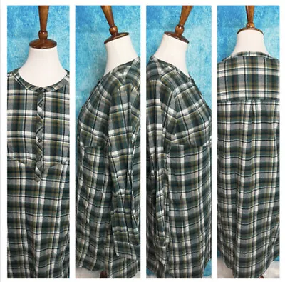 $29.95 • Buy Merrell Green Vagabond Flannel Tunic Dress Cotton Plaid Lounge Wear Casual Sz M