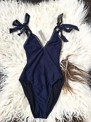 J.crew $106 Nwt Navy Shoulder Tie One Piece Swim Suit Size 0  • $68