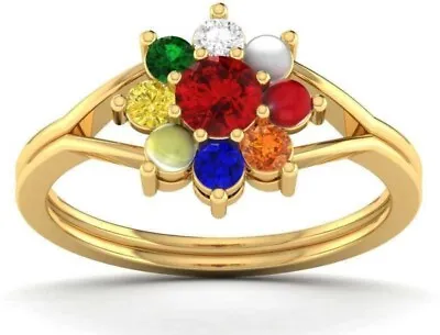 Women's Multi-Color-Gemstone 14K Yellow Gold Over Fancy Lab-Created Ring Gift • $124.99