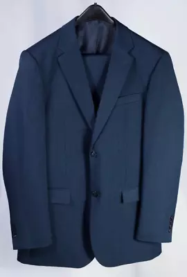Stacy Adams Men's Hoffman Navy 3 Piece Vested Suit 46L Jacket And Vest 40 Waist • $79.99