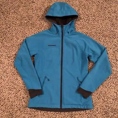 Mammut Womens Jacket Blue Size S Small Softshell Sherpa Lined Full Zip Hooded • $34.99