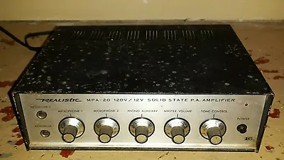 Vintage REALISTIC MPA-20 Mono PA Amplifier Head 120V / 12V Solid State Amp Hi-Z • $22.99