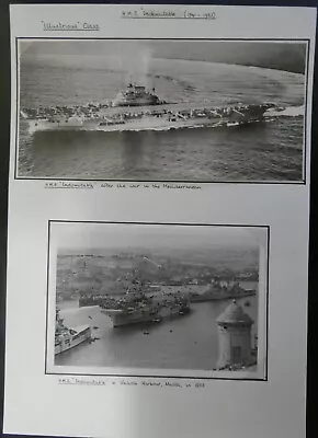 WW2 2 Real Photos Of Aircraft Carrier HMS Indomitable Post War In Malta AC30 • £4.99