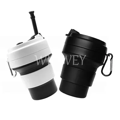 350ML Collapsible Silicone Coffee Cup Mug Reusable Travel Foldable Leak Proof • £10.88