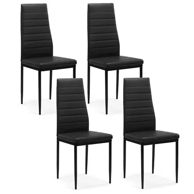 Set Of 4 Dining Chairs With High Back Modern Leather Kitchen Chair Dining Room • $77.99