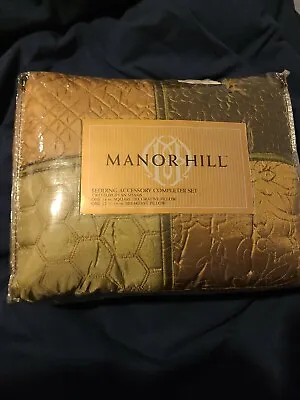 NWT!! MANOR HILL Completer Set Lexington Green 2 European Shams & 2 Pillows • $25.99