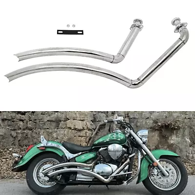 Big Radius Exhaust Pipes Systems For SUZUKI Boulevard C50 B/C/T/Boss M50 Chrome • $279