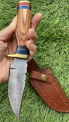 8”Handmade /Forged Damascus Steel Knife W/ Wood Handle& Sheath ZH 13/Axe/pro Max • $39.99