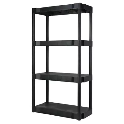 4-Tier Plastic Shelves Garage Storage Shelving Unit Heavy Duty 56x30x14inBlack • $29