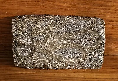 Formal Style Clutch Purse Beads Sequins VTG Chain Shoulder Strap Stains 7.5x4.5 • $11.99