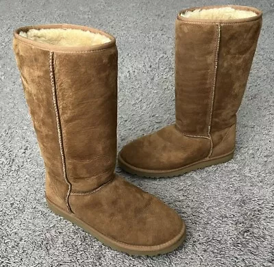 UGG Australia 5815 Classic Tall Shearling Boots Chestnut Women's US W9 • $39.99