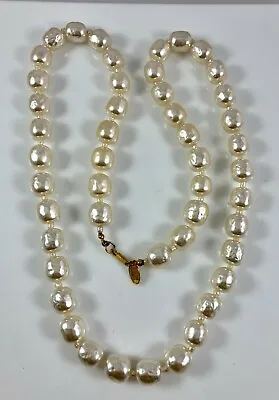 Vintage Miriam Haskell Large Size Heavy Baroque Pearl Single Strand Necklace • $393.53