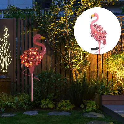 Solar Power Flamingo Light Garden LED Statue Lawn Lamp Ornament Landscape Decor • £13.95