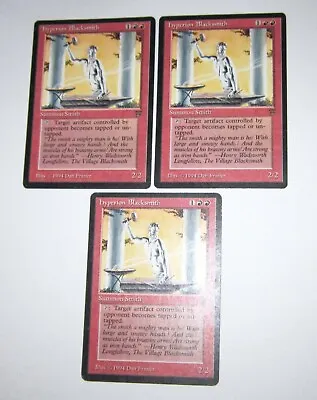 Lot Of 3 Hyperion Blacksmith English Legends Red Rare Cards MTG LP Vintage • $15.99