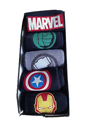 Marvel Mens Socks Soft Breathable Avengers 5 Pack- Calf Length Crew Socks NIB • £12.45