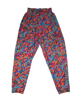 Vintage 80s WORKOUT USA Baggy Gym MC Hammer Parachute Pants Crazy Print Colorful • $44.99