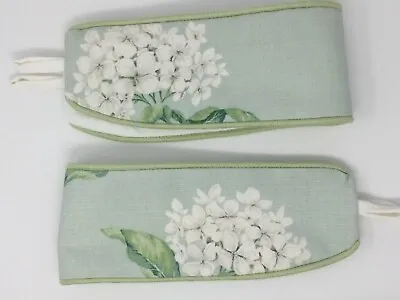 Laura Ashley Heligan Eau De Nil Handmade Pair Of Curtain Tie Backs Piped Green • £21.99