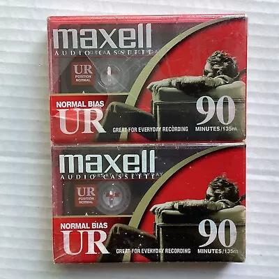 New Maxell Audio Cassette Tapes-Normal Bias-UR-90 Minute/135m-2 Single Cassettes • $6.99