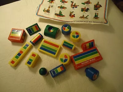 Vintage Hilco Magnetic Building Blocks Toy Lot 16 Pcs With Instructions  • $14.99