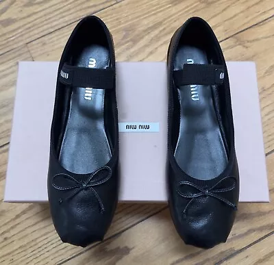 Miu Miu Calzature Donna Ballerina Leather Flats Size 37 • $575