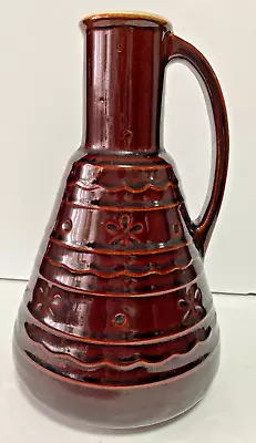 Daisy Dot Marcrest Stoneware Pitcher Oven Proof Brown 10 H X 6 Diam. 1950s • $14.99