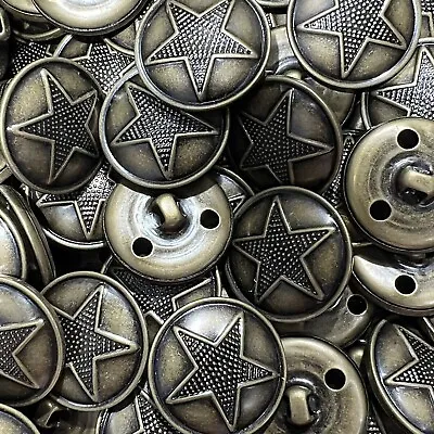 Old Brass Military Star Design Stamped/Embossed Metal Button 15202325mm Shank • $3.99