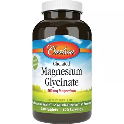 Carlson Chelated Magnesium Glycinate 400 Mg 240 Tabs • $42.33