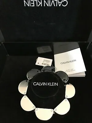 Calvin Klein Women's Silver Tone Wavy Steel Thick Bracelet - Very Rare • £80