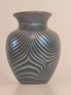 Rare Fully Signed Okra Pulled Feather Vase Founder Members Piece Iridescent • £49.99