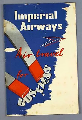 Imperial Airways Air Travel For Business Vintage Airline Brochure 1936 • £59.95