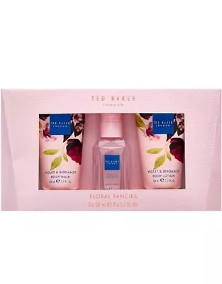 TED BAKER FLORAL FANCIES Gift Set Trio Wash Lotion Spray  Violet & Bergamot • £9.99