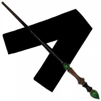 15  Hand Turned Emerald Tear Teak Wood Magic Wand Witch Wizard W/ Velvet Bag • $24.95