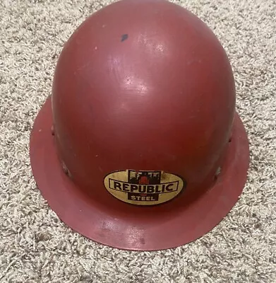 Vintage Republic Steel Factory MSA Full Brim Hard Hat Steel Iron Workers • $100