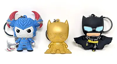 3 DC COMICS Justice League Keychain FIGURAL BATMAN STEPPENWOLF + 3D GOLD BATMAN • $20.51