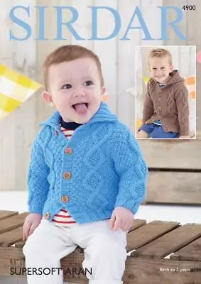 Sirdar Knitting Pattern - Supersoft Aran Baby Boy's And Boy's Cardigans 4900 • £6.49